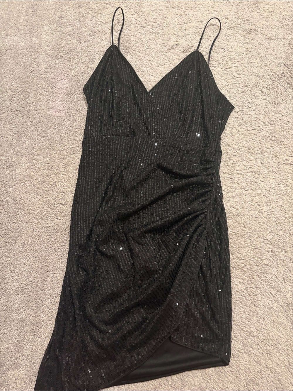 SHEIN Black Sequin Midi Slip Dress